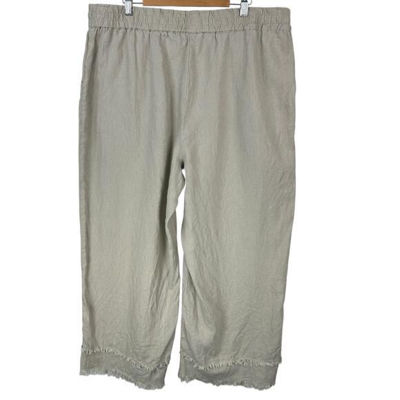 John Mark Linen Pants Womens XL Tan Khaki Cropped Lagenlook Minimalist Classic - Picture 8 of 8